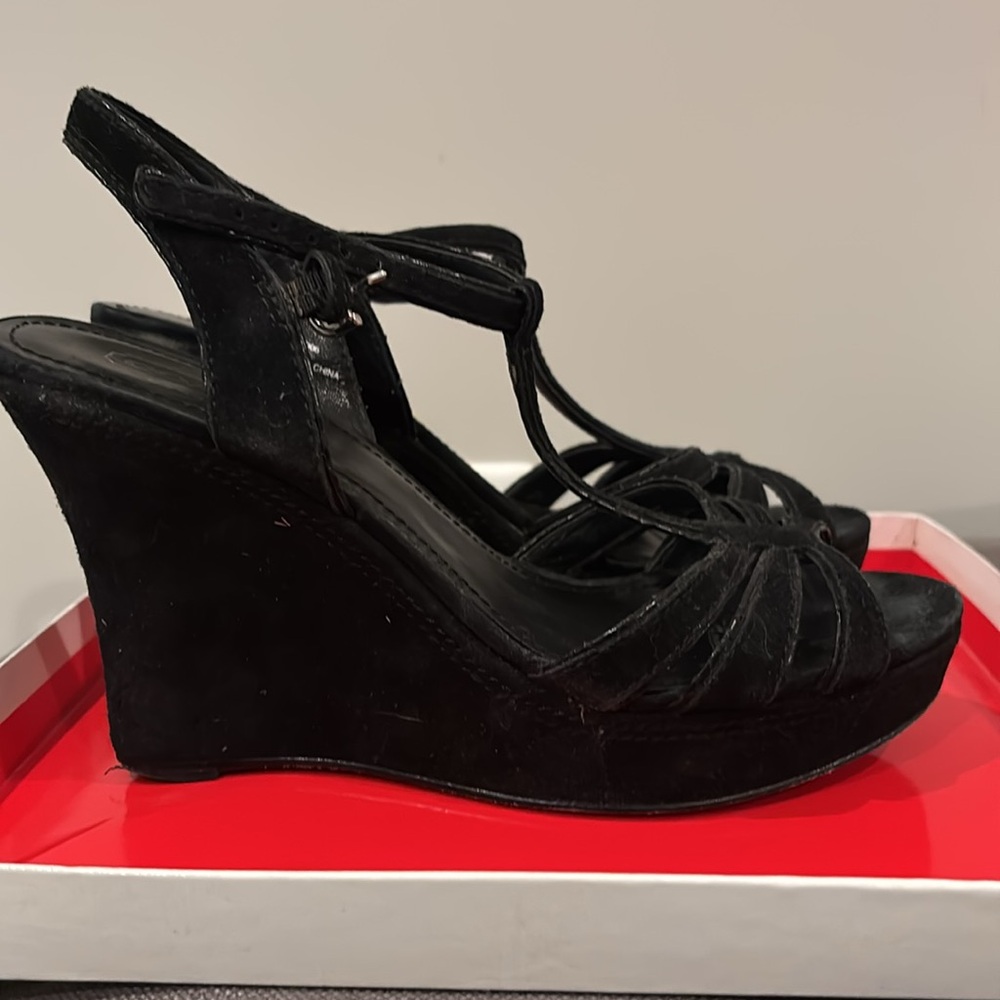 Coach Gabby black Size 7.5 wedge sandals. Gently used condition.